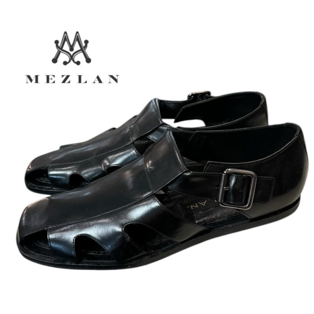 New Mezlan Collins Black Leather Closed Toe Dress Sandals 9
